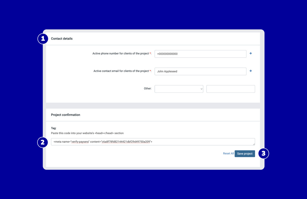 How to find a payment collection project password on Paysera?